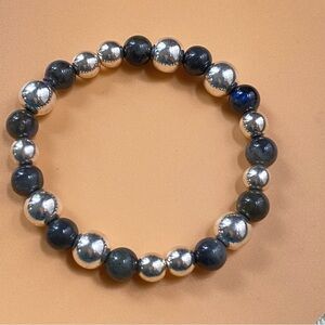 Grey Labradorite and Hematite Stretchy Bracelet
